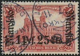 DP IN MAROKKO 55IA O, 1911, 1 P. 25 C. Auf 1 M., Friedensdruck, Stempel FES, Pracht, Gepr. W. Engel, Mi. (80.-) - Deutsche Post In Marokko