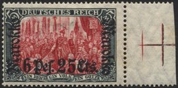 DP IN MAROKKO 58IAb *, 1911, 6 P. 25 C. Auf 5 M., Friedensdruck, Aufdruck Rußig, Falzreste, Pracht, Mi. 150.- - Deutsche Post In Marokko