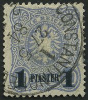 DP TÜRKEI 3b O, 1884, 1 PIA. Auf 20 Pf. Violettultramarin, Aufdruck Blauschwarz, Feinst, Gepr. Drahn, Mi. 90.- - Turquia (oficinas)