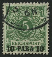 DP TÜRKEI 6cI O, 1891, 10 PA. Auf 5 Pf. Opalgrün Mit Abart C In Reichspost Unten Mit Strich, Pracht, Mi. 300.- - Turkey (offices)