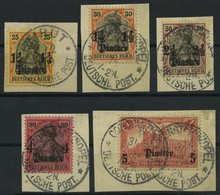DP TÜRKEI 39/40,42-44 BrfStk, 1905-07, 11/4 Pia., 11/2 Pia. Und 21/2 - 10 Pia., Mit Wz., 5 Prachtbriefstücke - Deutsche Post In Der Türkei