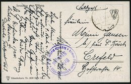 DP TÜRKEI 1918, Feldpoststation NAZARETH Auf Feldpost-Ansichtskarte, Violetter Briefstempel Armee-Funker-Abteilung 1722, - Turquie (bureaux)