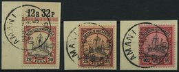 DEUTSCH-OSTAFRIKA 16-18 BrfStk, 1901, 20 - 40 Pf. Kaiseryacht, Stempel AMANI, 3 Prachtbriefstücke - Deutsch-Ostafrika