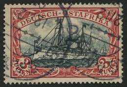 DEUTSCH-OSTAFRIKA 21b O, 1901, 3 R. Dunkelrot/grünschwarz, Ohne Wz., Stempel BAGAMOYO, Pracht, Gepr. Bothe, Mi. 230.- - Deutsch-Ostafrika