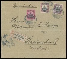 DEUTSCH-OSTAFRIKA 35-37 BRIEF, 1910, 30 - 60 H. Kaiseryacht, Mit Wz., Auf Einschreibbrief Von DARESSALAM Nach Braunschwe - German East Africa