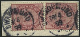 DSWA VS 37e BrfStk, 1899, 2 M. Dunkelrotkarmin, 2x Auf Briefstück, Stempel SWAKOPMUND, Pracht, Gepr. Zenker - Deutsch-Südwestafrika