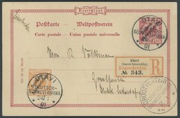 DSWA 9a BRIEF, 1901, 25 Pf. Gelborange Als Zusatzfrankatur Auf P 2, Einschreibkarte Von OTAVI Nach Grootfontein, Pracht  - German South West Africa