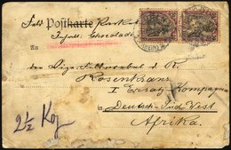 DSWA DR 76 Paar BRIEF, 1905, 50 Pf, Germania Im Senkrechten Paar (obere Marke Beschädigt) Auf Paketadresse Nach Deutsch- - German South West Africa