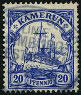 KAMERUN 23Ia O, 1914, 20 Pf. Lilaultramarin, Mit Wz., Seepost-Stempel, Ein Kurzer Zahn Sonst Pracht, Gepr. Steuer, Mi. 1 - Camerun