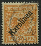 KAROLINEN 5I O, 1899, 25 Pf. Diagonaler Aufdruck, Stempel PONAPE, Pracht, Fotoattest Jäschke-L., Mi. 3400.- - Isole Caroline