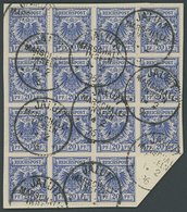MARSHALL-INSELN V 48d BrfStk, 1896, 20 Pf. Violettultramarin Im 15er-Block Auf Leinenbriefstück, Stempel JALUIT 14.2.96, - Marshall