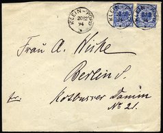 TOGO V 48b BRIEF, 1891, 20 Pf. Blau, 2x (rechte Marke Knitterspuren) Auf Briefvorderseite Mit Klarem Zentrisch KLEIN-POP - Togo