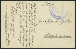 MSP VON 1914 - 1918 (Sperrfahrzeugdivision Der Elbe), 29.7.1915, Blauvioletter Briefstempel, Feldpost-Ansichtskarte Von  - Marittimi