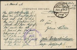 DT. FP IM BALTIKUM 1914/18 Feldpoststation Nr. 383, 13.11.18 (Spätdatum), Mit Aptiertem Stempel K.D. FELDPOST ** Auf Far - Lettland