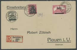 SAARGEBIET 2aI,17AI BRIEF, 1920, 21/2 Pf. Olivgrau Und 1 M. Dunkelkarminrot, Type I, Zusammen Mit 80 Pf. Aufdruckfälschu - Andere & Zonder Classificatie