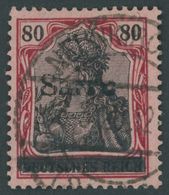 SAARGEBIET 16IIIZ O, 1920, 80 Pf. Karminrot/grauschwarz Auf Mittelgraurot, Type III, Sarre Stark Zerquetscht, Pracht, Fo - Sonstige & Ohne Zuordnung