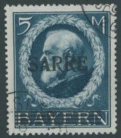 SAARGEBIET 30 O, 1920, 5 M. Bayern-Sarre, Unprüfbarer Eckstempel, Ein Paar Stumpfe Zähne Im Oberrand Sonst Pracht - Other & Unclassified