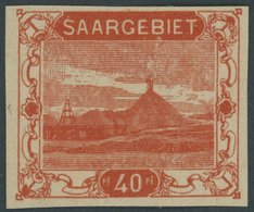 SAARGEBIET 59PII (*), 1921, 40 Pf. Schlackerhalde, Probedruck, Ohne Inschriften, Ungezähnt, Ohne Gummi, Pracht, Fotoatte - Otros & Sin Clasificación