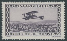 SAARGEBIET 127VII **, 1928, 1 Fr. Flugpost Mit Plattenfehler Linker Außenrahmen In Höhe Des Vierten Kreissegments Von Ob - Sonstige & Ohne Zuordnung