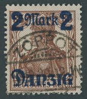 FREIE STADT DANZIG 43II O, 1920, 2 M. Auf 35 Pf., Lilagrauer Netzunterdruck, Spitzen Nach Unten, Zeitgerechte Entwertung - Andere & Zonder Classificatie