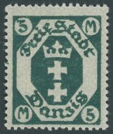 FREIE STADT DANZIG 108Y **, 1922, 5 Pf. Schwärzlichopalgrün, Wz. Liegend., Postfrisch, Pracht, Mi. 150.- - Autres & Non Classés