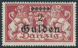 FREIE STADT DANZIG 190I *, 1923, 2 G. Auf 1 Mio. M. Lilarot Mit Plattenfehler Schrägstrich Durch K Von Mark, Falzrest, P - Sonstige & Ohne Zuordnung