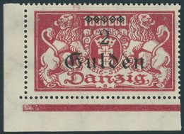 FREIE STADT DANZIG 190II **, 1923, 2 G. Auf 1 Mio. M. Lilarot Mit Aufdruckfehler U In Gulden Unten Offen, Postfrisch, Pr - Autres & Non Classés