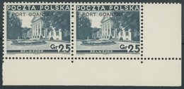 PORT GDANSK 31II Paar **, 1936, 25 Gr. Schwärzlichgrünblau, Platte II, Im Paar Aus Der Rechten Unteren Bogenecke, Postfr - Andere & Zonder Classificatie