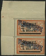 MEMELGEBIET 46Ia **, 1921, 4 M. Auf 2 Fr. Rötlichorange/grautürkis Mit Abart 4 Verdickt, Im Senkrechten Paar Aus Der Bog - Klaipeda 1923