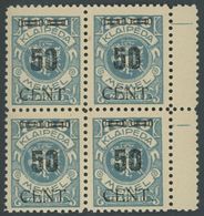 MEMELGEBIET 191 VB **, 1923, 50 C. Auf 1000 M. Grünlichblau Im Randviererblock, Postfrisch, Pracht, Mi. 120.- - Memel (Klaïpeda) 1923