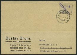 ALTDÖBERN 1II BRIEF, 10.1.1946, 6 Pf. Wertziffer Violett, Stellung II, Prachtkarte, Gepr. Weigelt Mit Befund - Andere & Zonder Classificatie