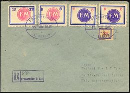 FREDERSDORF Sp124,57-60 BRIEF, 1945, 5 - 12 Pf., Rahmengröße 31x23 Mm, Kleine Wertziffern Mit 12 Pf. Zusatzfrankatur Auf - Private & Local Mails