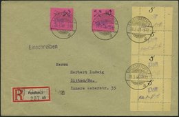 GROSSRÄSCHEN 3S BRIEF, 1946, 5 Pf. Gebührenmarke Aus Streifen Im Senkrechten Viererstreifen Mit Mi.Nr. 9 Und 11 Auf Eins - Correos Privados & Locales