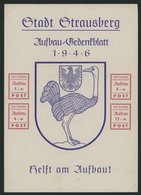 STRAUSBERG Bl. 3 (*), 1946, Gedenkblatt Aufbau, Ohne Gummi, Pracht, Mi. 65.- - Postes Privées & Locales