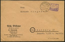 ALL. BES. GEBÜHR BEZAHLT CHEMNITZ 11, 21.7.48, Violetter R2 Gebühr Bezahlt, Prachtbrief - Otros & Sin Clasificación