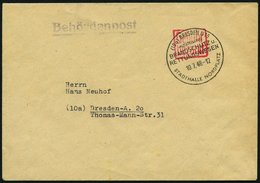 ALL. BES. GEBÜHR BEZAHLT DRESDEN BRANDSCHUTZ U. RETTUNGSWESEN, 10.7.48, Roter Quadratischer R 2 Gebühr Bezahlt, Behörden - Altri & Non Classificati