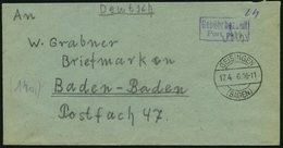 ALL. BES. GEBÜHR BEZAHLT GEISINGEN (BADEN), 17.4. 6, Violetter R2 Gebühr Bezahlt Port Paye, Kleiner Prachtbrief - Autres & Non Classés