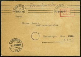 ALL. BES. GEBÜHR BEZAHLT HAMBURG 1, 19.11.45, Roter R2 Gebühr Bezahlt Auf Drucksachenbrief, Feinst - Sonstige & Ohne Zuordnung