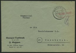 ALL. BES. GEBÜHR BEZAHLT MEPPEN, 05.10.45, Roter R1 Gebühr Bezahlt, Prachtbrief - Autres & Non Classés