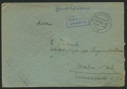 ALL. BES. GEBÜHR BEZAHLT NEUSTRELITZ, 9.10.45, Violetter R2 Gebühr Bezahlt, Brief Feinst - Other & Unclassified