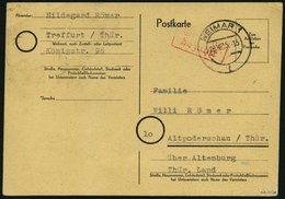 ALL. BES. GEBÜHR BEZAHLT WEIMAR 1, 29.10.45. Roter R2 Gebühr Bezahlt Auf Postkarte, Pracht - Autres & Non Classés