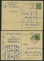 ALL. BES. GANZSACHEN P 959 BRIEF, 1946, 7 Schwarz Neben 5 Pf. Grün, 2 Gebrauchte Karten, Dabei Eine Mit Unberechtigter N - Altri & Non Classificati