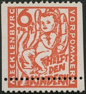 MECKLENBURG-VORPOMMERN 26aUs **, 1945, 6 Pf. Lebhaftrötlichorange Kinderhilfe, Senkrecht Ungezähnt, Mit Waagerechter Dop - Sonstige & Ohne Zuordnung