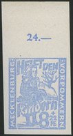 MECKLENBURG-VORPOMMERN 27aXIU **, 1945, 8 Pf. Hellultramarin Kinderhilfe Mit Plattenfehler Weiße Punkte An Mec Von Meckl - Altri & Non Classificati