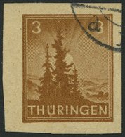 THÜRINGEN 92V2 O, 1946, Versuchsdruck: 3 Pf. Braunocker, Pracht, Gepr. Sturm, Mi. 240.- - Otros & Sin Clasificación