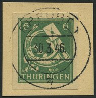 THÜRINGEN 95AXdtU BrfStk, 1945, 6 Pf. Schwärzlichopalgrün, Vollgummierung, Gelblichgraues Papier, Ungezähnt, Prachtbrief - Autres & Non Classés