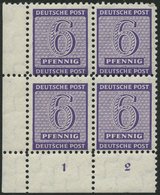WEST-SACHSEN 121X VB **, 1945, 6 Pf. Versuchszähnung Im Unteren Linken Eckrandviererblock, Pracht, Gepr. Ströh, Mi. (80. - Other & Unclassified