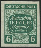 WEST-SACHSEN 124XU **, 1945, 6 Pf. Musterschau, Wz. 1X, Ungezähnt, Pracht, Mi. 150.- - Otros & Sin Clasificación