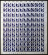 DDR 339vaXI **, 1952, 80 Pf. Thälmann, Gestrichenes Papier, Wz. 2XI, Im Bogen (100), Dabei 2x Plattenfehler 339PFIII (Fe - Gebraucht