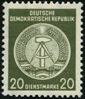 DIENSTMARKEN A D 22IXII **, 1954, 20 Pf. Schwarzgelboliv, Type I, Wz. 2XII, Pracht, Gepr. Jahn, Mi. 350.- - Other & Unclassified